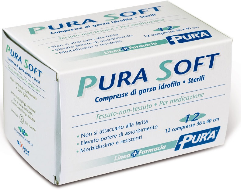GARZA IN TESSUTO NON TESSUTO PURA SOFT 36X40CM 12 PEZZI - Parafarmacia Mostacciano