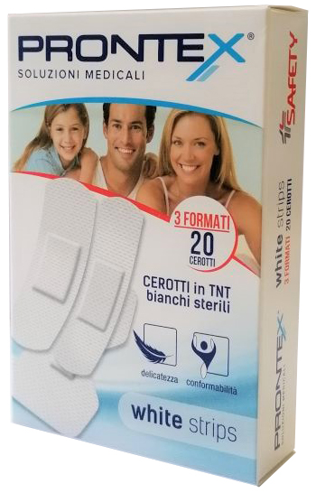CEROTTO PRONTEX WHITE STRIPS IN TESSUTO NON TESSUTO BIANCO STERILE 3 FORMATI 20 PEZZI - Parafarmacia Mostacciano