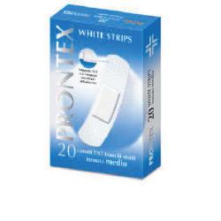CEROTTO PRONTEX WHITE STRIPS IN TESSUTO NON TESSUTO BIANCO STERILE SCATOLA 20 CEROTTI MEDI - Parafarmacia Mostacciano