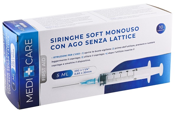 SIRINGA SOFT CAPACITA' 5ML AGO GAUGE 23 CONFEZIONE 10 PEZZI - Parafarmacia Mostacciano