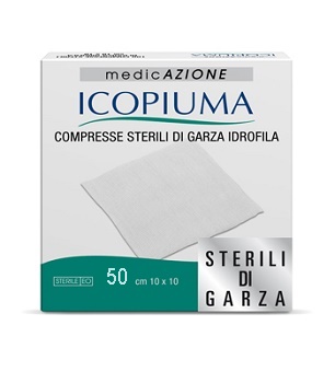 GARZA COMPRESSA IDROFILA ICOPIUMA 10X10CM 50 PEZZI - Parafarmacia Mostacciano