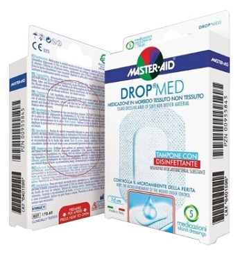 MEDICAZIONE COMPRESSA AUTOADESIVA DERMOATTIVA IPOALLERGENICA AERATA MASTER-AID DROP MED 10X8 5 PEZZI - Parafarmacia Mostacciano