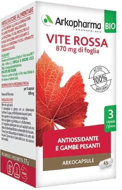 ARKO CAPSULE VITE ROSSA BIO 45 CAPSULE - Parafarmacia Mostacciano