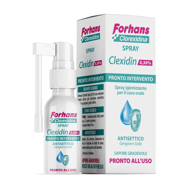 COLLUTORIO SPRAY CON CLOREXIDINA FORHANS CLEXIDIN 50ML - Parafarmacia Mostacciano