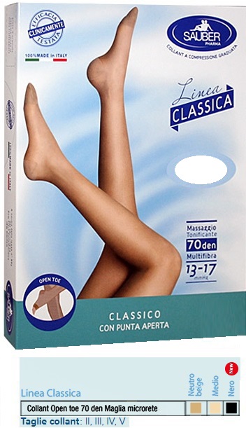 SAUBER COLLANT OPEN TOE MAGLIA MICRORETE 70 DEN COLORE MEDIO 5 LINEA CLASSICA - Parafarmacia Mostacciano