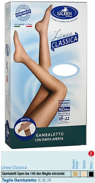 SAUBER GAMBALETTO OPEN TOE MAGLIA MICRORETE 140 DEN COLORE MEDIO TAGLIA 2 LINEA CLASSICA - Parafarmacia Mostacciano