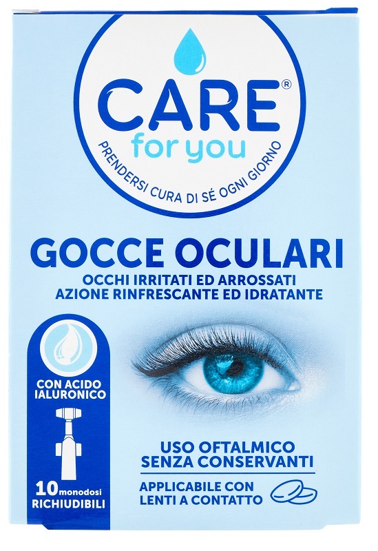 CARE FOR YOU GOCCE OCULARI OCCHI IRRITATI ARROSSATI 10 MONODOSE DA 0,5 ML - Parafarmacia Mostacciano