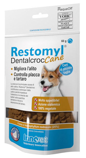 RESTOMYL DENTALCROC CANI PICCOLA TAGLIA BUSTA 60 G - Parafarmacia Mostacciano