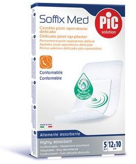 CEROTTO PIC SOFFIX MED IN TNT CON TAMPONE CENTRALE ASSORBENTE STERILE MONOUSO 10X12 CM ANTIBATTERICO 5 PEZZI - Parafarmacia Mostacciano