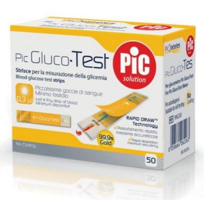 STRISCE MISURAZIONE GLICEMIA PIC GLUCOTEST 50 PEZZI - Parafarmacia Mostacciano