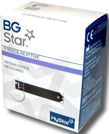 STRISCE MISURAZIONE GLICEMIA BGSTAR 25 PEZZI COMPATIBILI CON MISURATORE DI GLICEMIA MYSTAR EXTRA - Parafarmacia Mostacciano