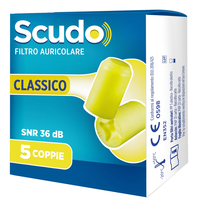 SCUDO FILTRO AURICOLARE CLASSICO SNR 36 DB 7-12MM 5 PAIA - Parafarmacia Mostacciano