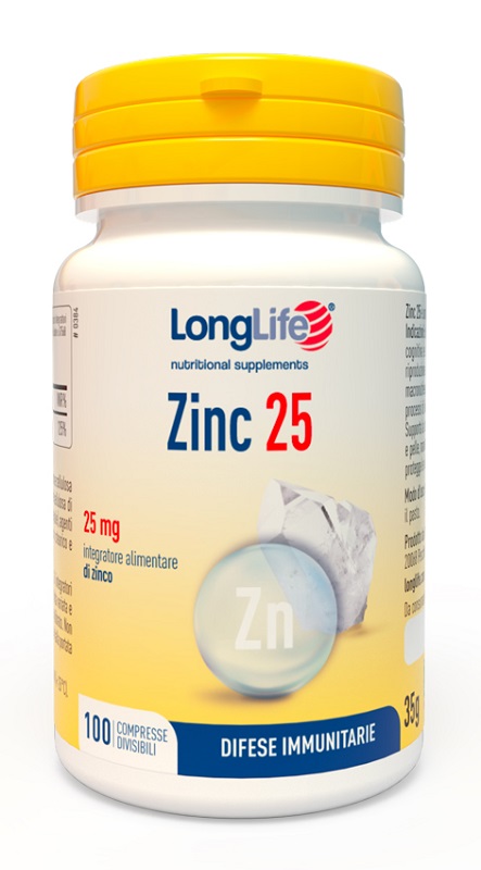 LONGLIFE ZINC 25 MG 100 COMPRESSE - Parafarmacia Mostacciano