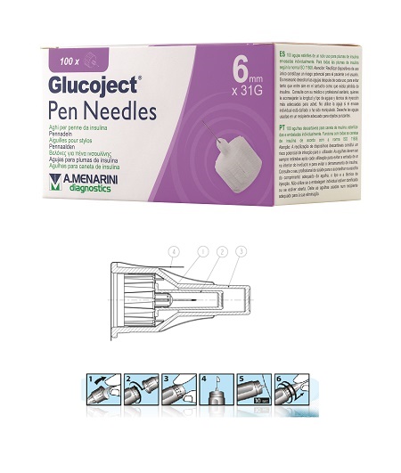 AGO PER PENNA DA INSULINA GLUCOJECT LUNGHEZZA 6 MM GAUGE 31 100 PEZZI - Parafarmacia Mostacciano