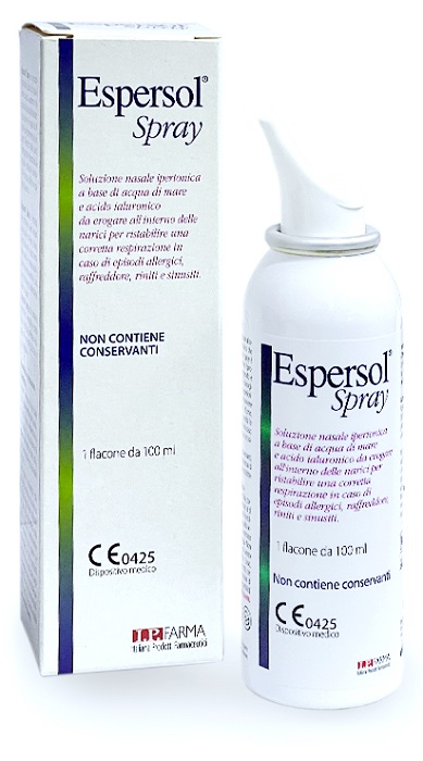 SOLUZIONE NASALE ESPERSOL SPRAY IPERTONICA A BASE DI ACQUA DI MARE E ACIDO IALURONICO 0,02% 100ML - Parafarmacia Mostacciano