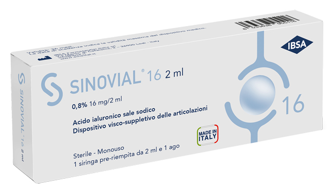 SIRINGA INTRA-ARTICOLARE SINOVIAL 16 ACIDO IALURONICO 0,8% 16 MG/2 ML 1 FS + AGO GAUGE 21 1 PEZZO - Parafarmacia Mostacciano
