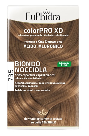 EUPHIDRA COLORPRO XD 735 BIONDO NOCCIOLA GEL COLORANTE CAPELLI IN FLACONE + ATTIVANTE + BALSAMO + GUANTI - Parafarmacia Mostacciano