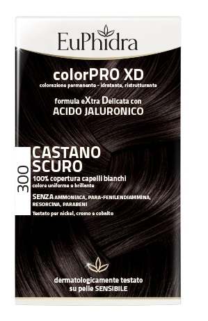 EUPHIDRA COLORPRO XD 300 CASTANO SCURO GEL COLORANTE CAPELLI IN FLACONE + ATTIVANTE + BALSAMO + GUANTI - Parafarmacia Mostacciano