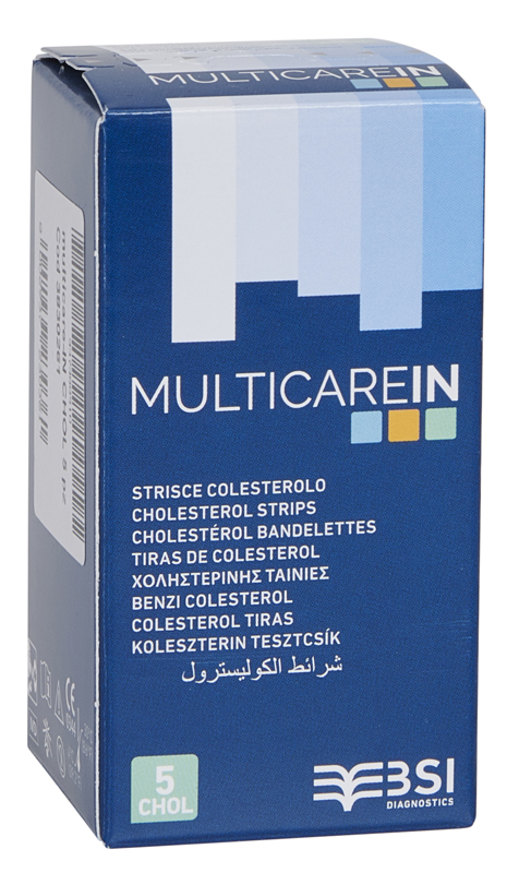 TEST COLESTEROLEMIA MULTICARE IN COLESTEROLO IN STRISCE CON ASPIRAZIONE CAPILLARE 5 PEZZI - Parafarmacia Mostacciano