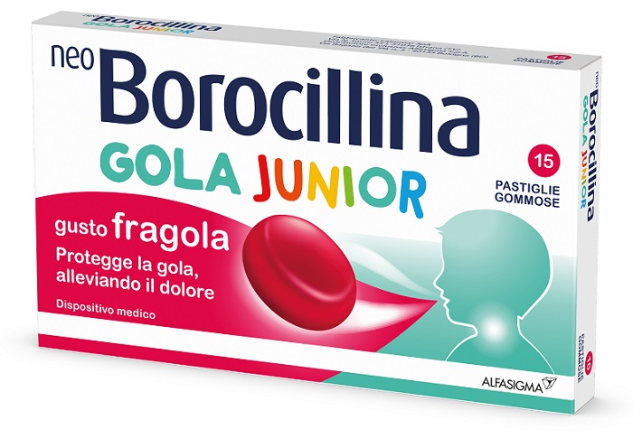 NEOBOROCILLINA GOLA JUNIOR 15 PASTIGLIE GUSTO FRAGOLA - Parafarmacia Mostacciano
