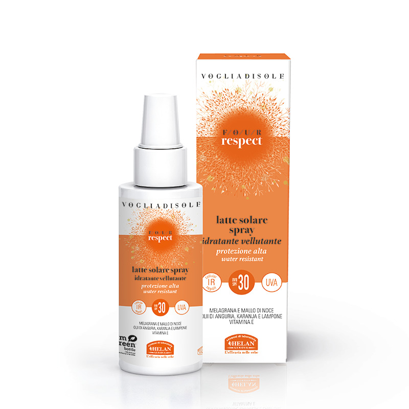 VOGLIADISOLE FOUR RESPECT LATTE SOLARE SPRAY SPF30 VISO E CORPO 100 ML - Parafarmacia Mostacciano