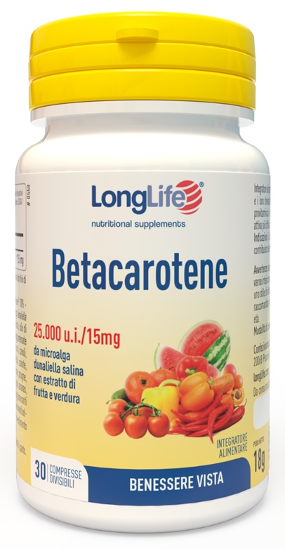 LONGLIFE BETACAROTENE 25000 UI 30 COMPRESSE - Parafarmacia Mostacciano