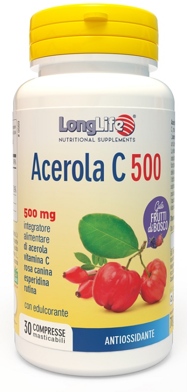LONGLIFE ACEROLA C500 FRUTTI DI BOSCO 30 COMPRESSE - Parafarmacia Mostacciano