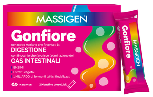 MASSIGEN GONFIORE 20 BUSTINE OROSOLUBILI - Parafarmacia Mostacciano