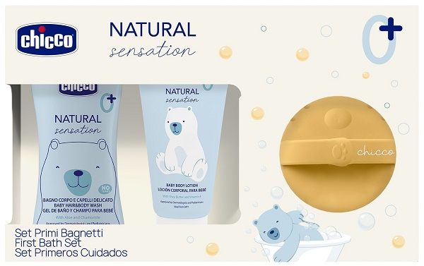 CHICCO NATURAL SENSATION DETERGENTE 200 ML + CREMA + SPUGNA - Parafarmacia Mostacciano