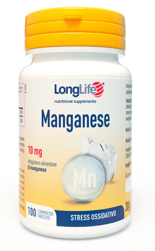 LONGLIFE MANGANESE 10 MG 100 COMPRESSE RIVESTITE SENZA GLUTINE - Parafarmacia Mostacciano