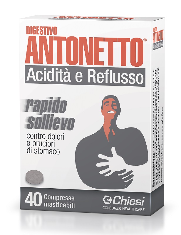 DIGESTIVO ANTONETTO ACIDITA' E REFLUSSO 40 COMPRESSE MASTICABILI - Parafarmacia Mostacciano