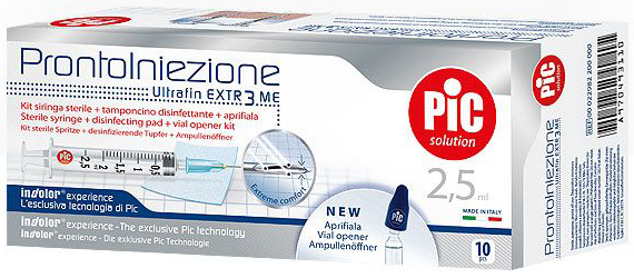 SIRINGA PIC SOLUTION PRONTO INIEZIONE 2,5 ML AGO GAUGE 23 1 1/4 10 PEZZI - Parafarmacia Mostacciano