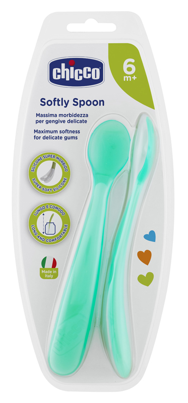 CHICCO CUCCHIAIO SILICONE MASCHILE BI PACK 6M+ - Parafarmacia Mostacciano