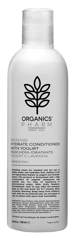 ORGANICS PHARMA HYDRATE CONDITIONER WITH YOGURT AND LAVENDER 250 ML - Parafarmacia Mostacciano
