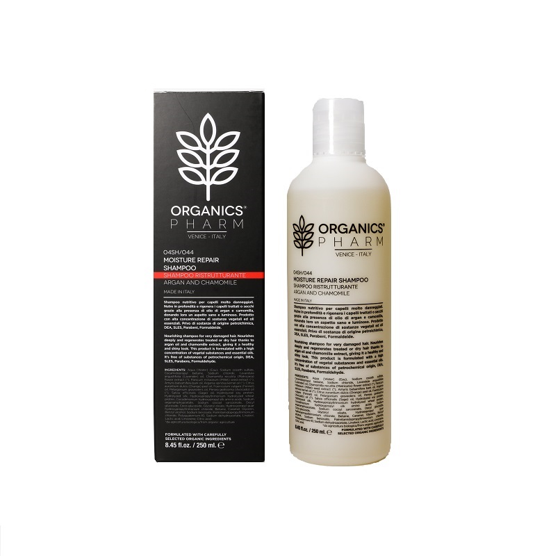 ORGANICS PHARM MOISTURE REPAIR SHAMPOO ARGAN OIL AND CHAMOMILLE 250 ML - Parafarmacia Mostacciano