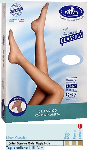 SAUBER COLLANT OPEN TOE MAGLIA LISCIA 70 DEN COLORE NEUTRO BEIGE TAGLIA 2 LINEA CLASSICA - Parafarmacia Mostacciano