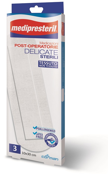 MEDICAZIONE POST OPERATORIA MEDIPRESETERIL DELICATA TNT 10X30CM 3 PEZZI - Parafarmacia Mostacciano