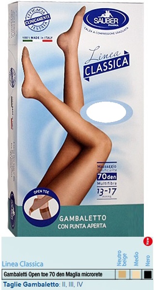 SAUBER GAMBALETTO OPEN TOE MAGLIA MICRORETE 70 DEN COLORE NERO TAGLIA 4 LINEA CLASSICA - Parafarmacia Mostacciano