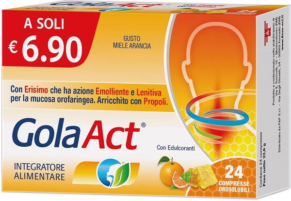 GOLA ACT MIELE ARANCIA 24 COMPRESSE SOLUBILI 33,6 G - Parafarmacia Mostacciano