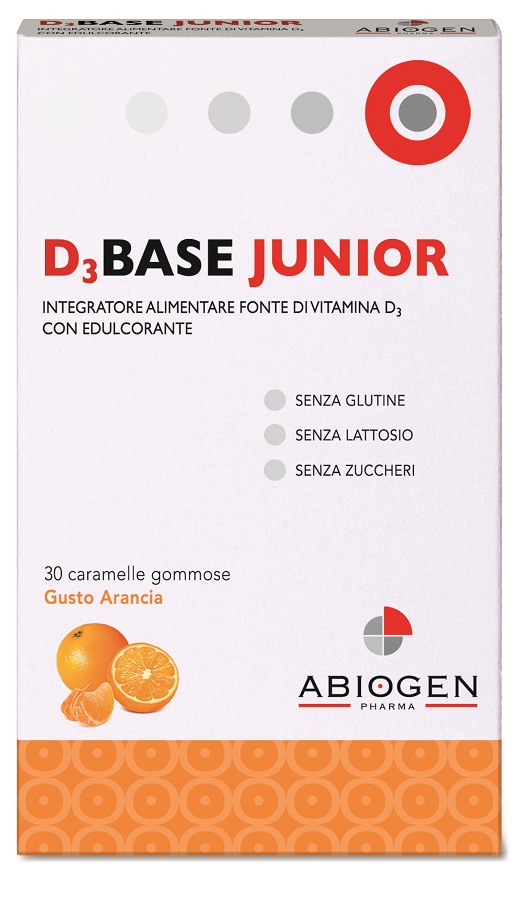 D3BASE JUNIOR 30 CARAMELLE GOMMOSE ARANCIA - Parafarmacia Mostacciano
