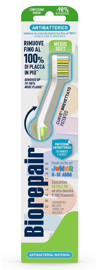 BIOREPAIR ORAL CARE SPAZZOLINO ANTIBATTERICO JUNIOR 6-12 ANNI PIU' COMFORT SETOLE MEDIO SOFT - Parafarmacia Mostacciano