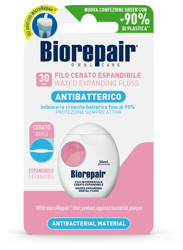 BIOREPAIR ORAL CARE ANTIBATTERICO FILO CERATO ESPANDIBILE GENGIVE DELICATE 25+5 METRI - Parafarmacia Mostacciano