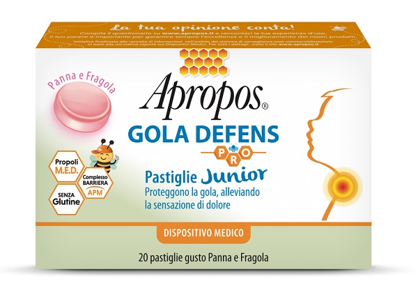 APROPOS GOLA DEFENS PRO 20 PASTIGLIE JUNIOR PANNA FRAGOLA - Parafarmacia Mostacciano