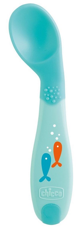 CHICCO CUCCHIAIO ANGOLATO 8M+ AZZURRO - Parafarmacia Mostacciano