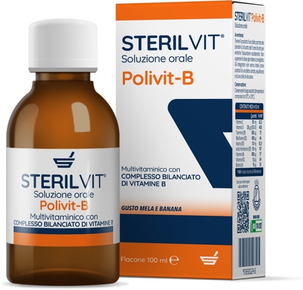 STERILVIT POLIVIT-B SOLUZIONE ORALE GUSTO MELA BANANA 100 ML - Parafarmacia Mostacciano