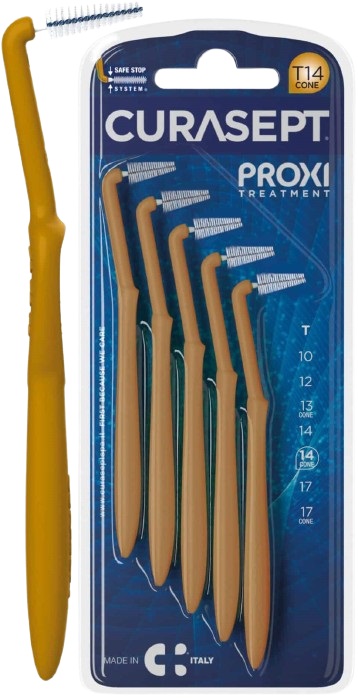 CURASEPT PROXI ANGLE T14 CONE OCRA/DARK GOLD - Parafarmacia Mostacciano