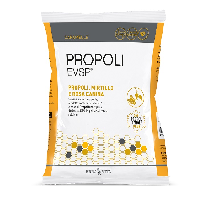 PROPOLI EVSP CARAMELLE PROPOLI MIRTILLO ROSA CANINA 65 G - Parafarmacia Mostacciano