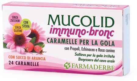 MUCOLID BRONC IMMUNO 24 CARAMELLE GUSTO ARANCIA - Parafarmacia Mostacciano