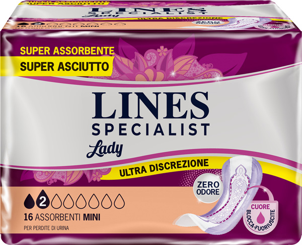 PANNOLONE SAGOMATO LINES SPECIALIST MINI 16 PEZZI - Parafarmacia Mostacciano