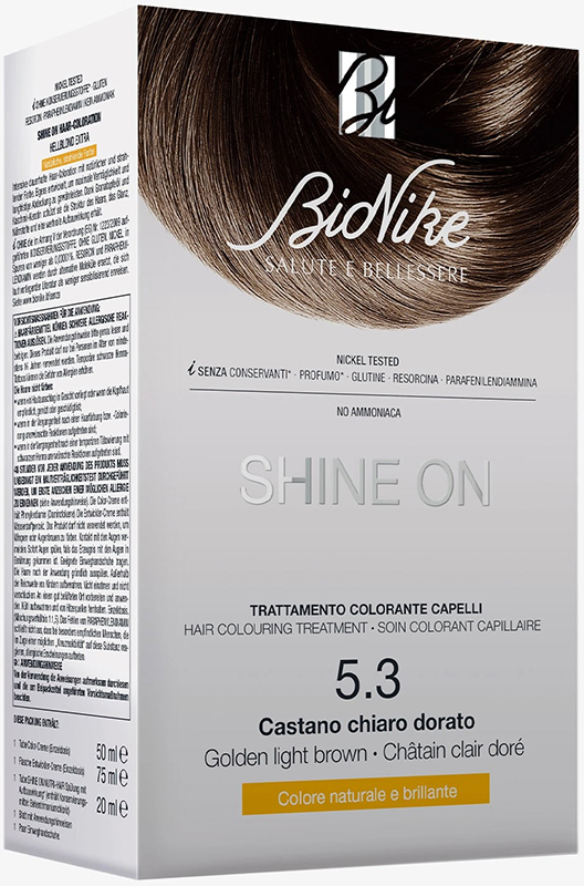 SHINE ON CASTANO CHIARO DORATO 5,3 FLACONE 75 ML + TUBO 50 ML - Parafarmacia Mostacciano